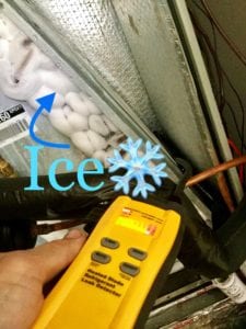 Leak detector found a leak on a frozen coil- O'Brien Heating and AC Wilmington NC