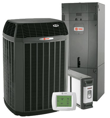Trane heat pump, air handler, thermostat and clean effects